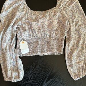 NWT Coco + Jaimeson Floral Smocked Women's Crop Top